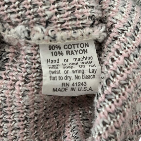 Vtg J.J. Blu Women’s M Sweater Pink Gray Abstract Knit 90s Made in USA - Picture 4 of 5